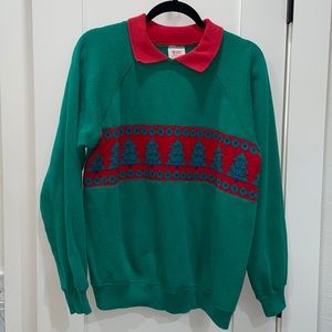 Jerzees Christmas Tree Sweatshirt Womens Medium Red Vintage 90s …